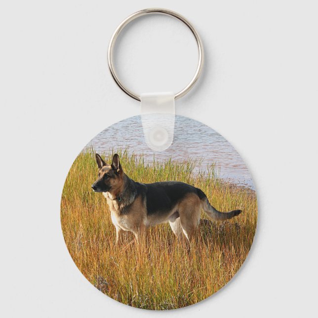 Pure Bred German Shepherd Photo on Key Chain (Front)