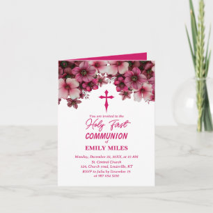 Pure Elegance floral first catholic communion Invitation