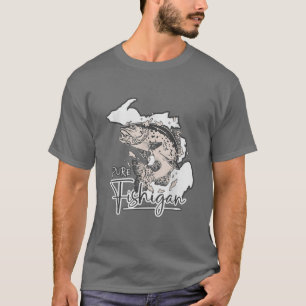Pure Fishigan Men Women Fisherman State of Michiga T-Shirt