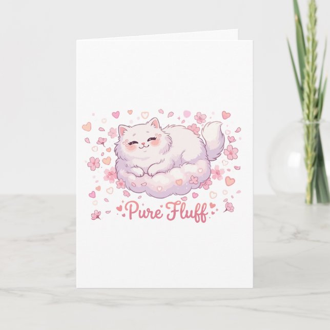  Pure Fluff Cute Kawaii Cat Card (Front)