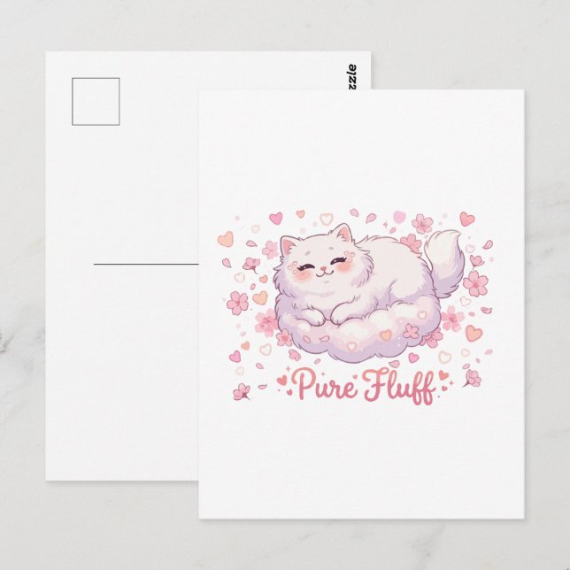  Pure Fluff Cute Kawaii Cat Postcard (Front/Back)