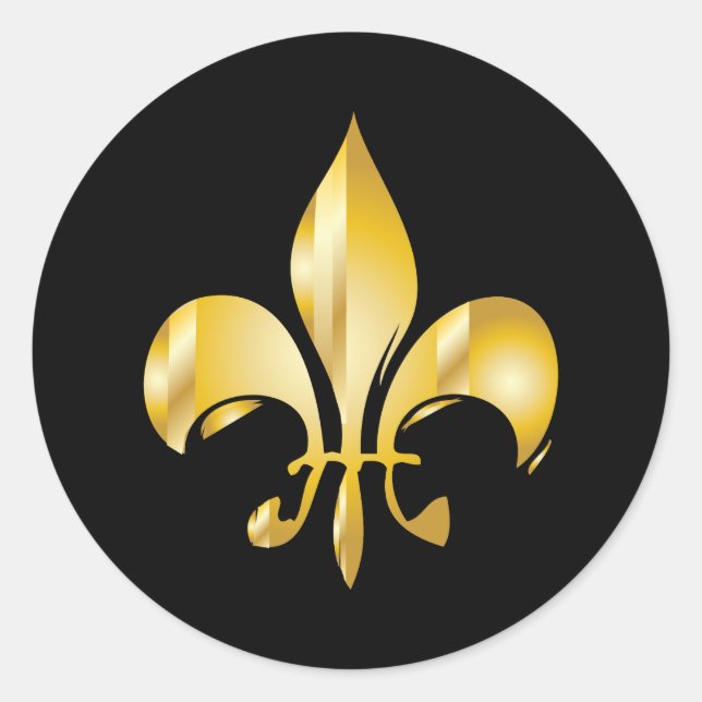 Pure Gold Fleur de Lis Classic Round Sticker (Front)