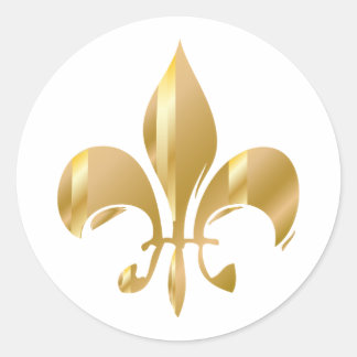 Pure Gold Fleur de Lis Classic Round Sticker