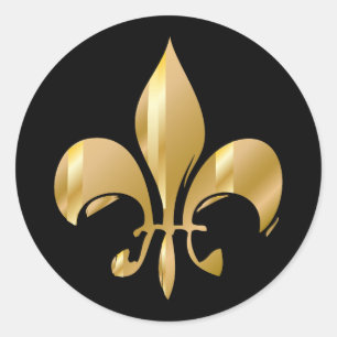 Pure Gold Fleur de Lis Classic Round Sticker
