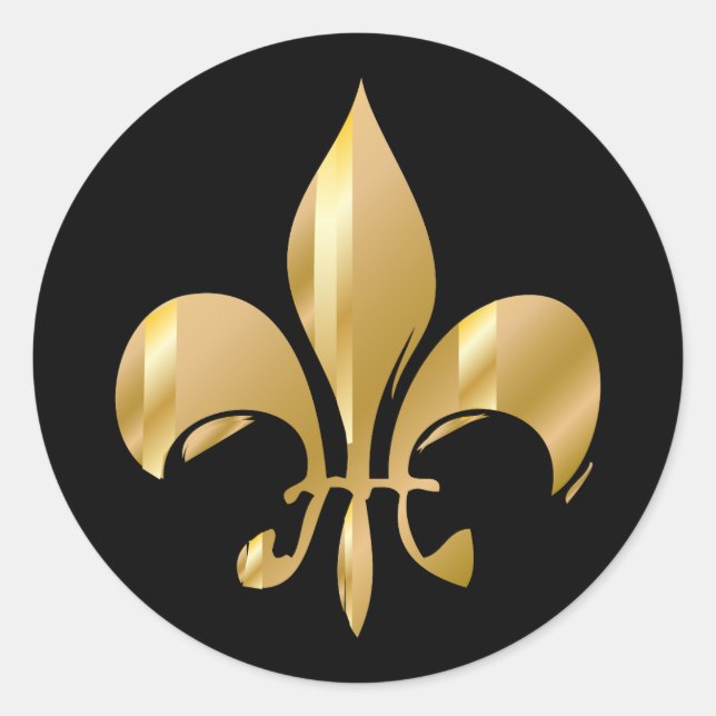 Pure Gold Fleur de Lis Classic Round Sticker (Front)