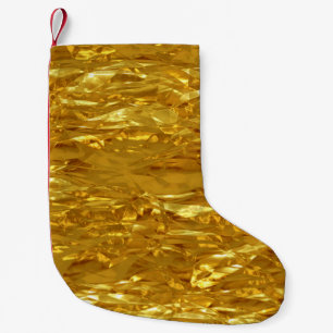 PURE GOLD FOIL Pattern + your text / photo Small Christmas Stocking