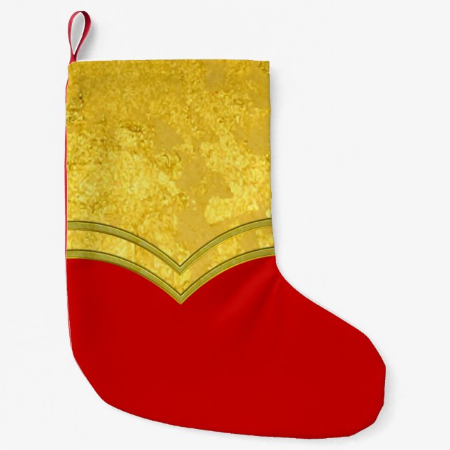 PURE GOLD LEAF Border + your text / photo Small Christmas Stocking (Front)