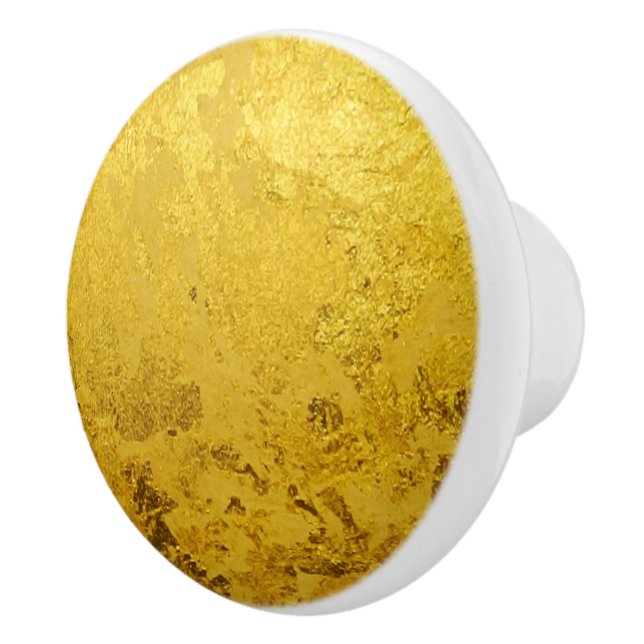 PURE GOLD LEAF Pattern + your text / photo Ceramic Knob (Right)