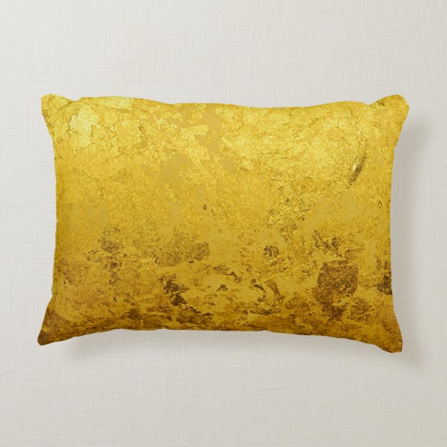 PURE GOLD LEAF Pattern + your text / photo Decorative Cushion (Back)