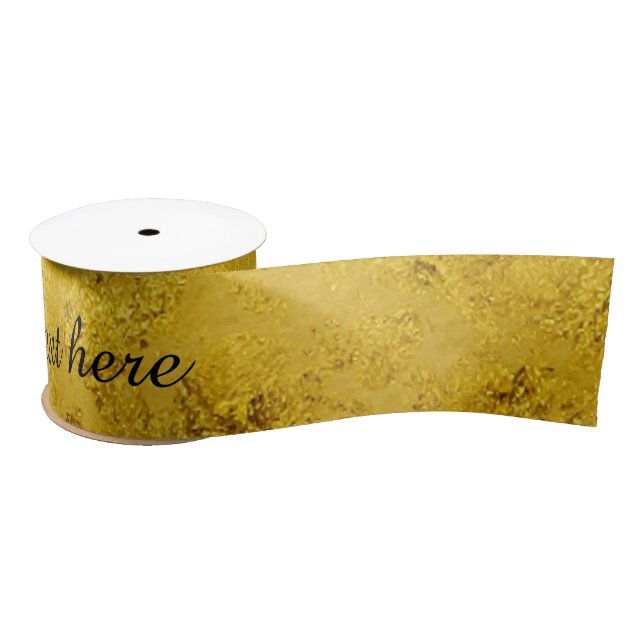 PURE GOLD LEAF Pattern + your text / photo Satin Ribbon (Spool)