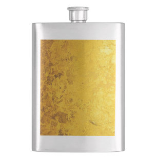 PURE GOLD pattern / gold leaf Hip Flask