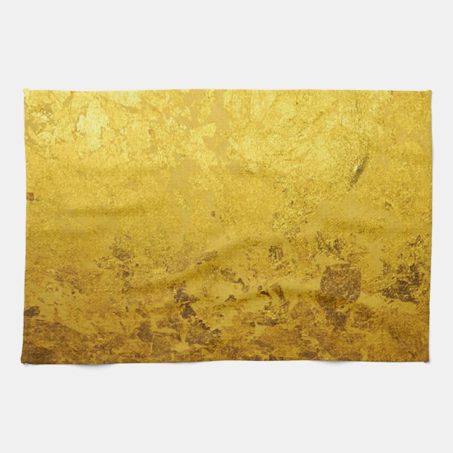 PURE GOLD pattern / gold leaf Tea Towel (Horizontal)
