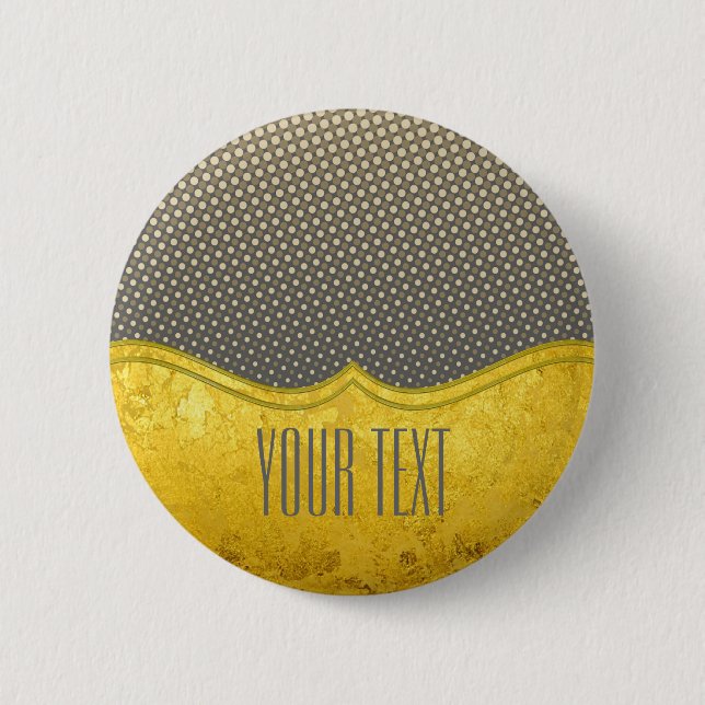 PURE GOLD pattern / gold leaf + your photo & text 6 Cm Round Badge (Front)