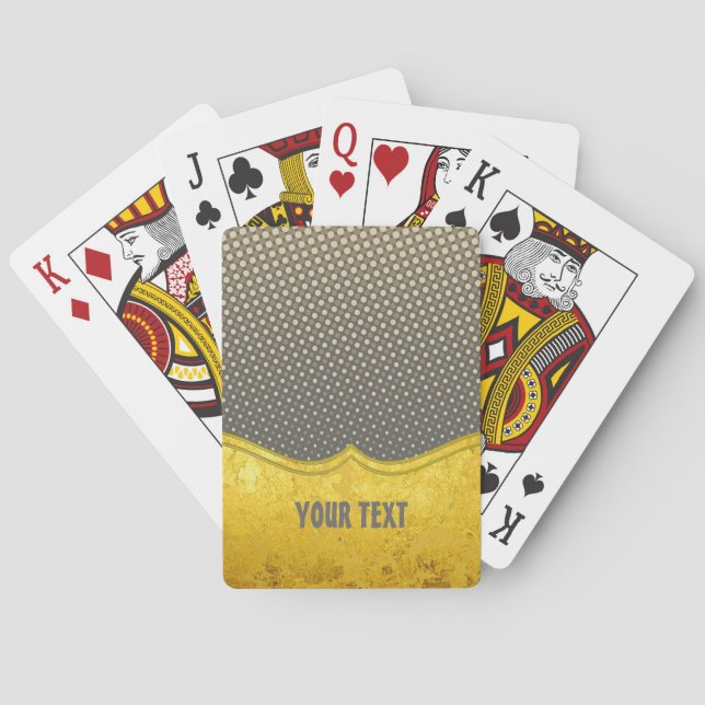 PURE GOLD pattern / gold leaf + your photo & text Playing Cards (Back)