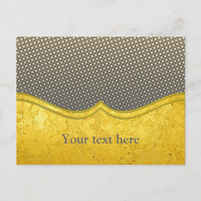 PURE GOLD pattern / gold leaf + your photo & text Postcard (Front)