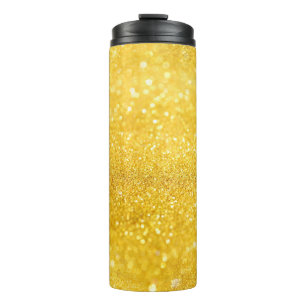 PURE GOLD Sparkles Pattern + your text / photo Thermal Tumbler
