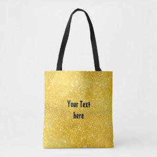 PURE GOLD Sparkles Pattern + your text / photo Tote Bag