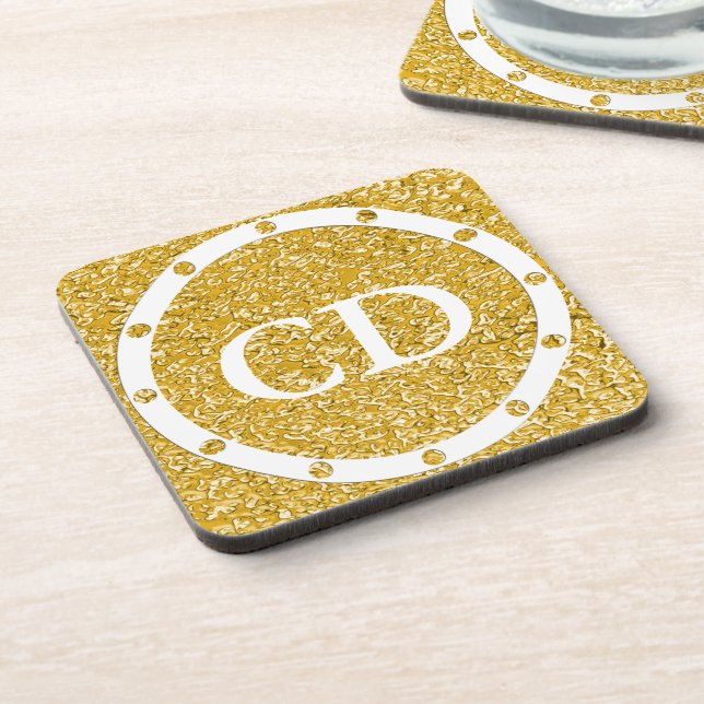 PURE GOLD Splatter Pattern + your image Coaster (Left Side)