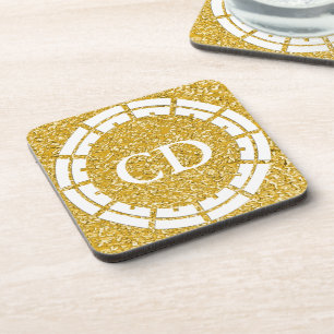 PURE GOLD Splatter Pattern + your image Coaster