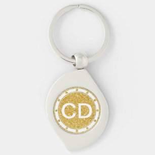 PURE GOLD Splatter Pattern + your image & monogram Key Ring