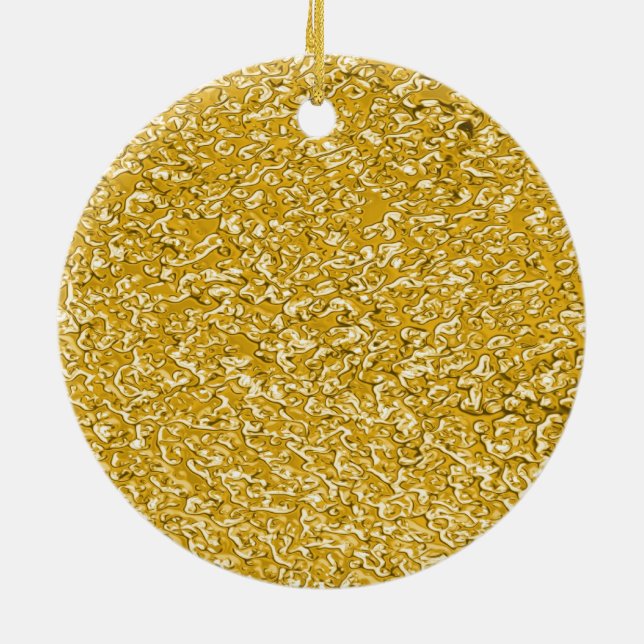 PURE GOLD Splatter Pattern + your text / photo Ceramic Tree Decoration (Back)