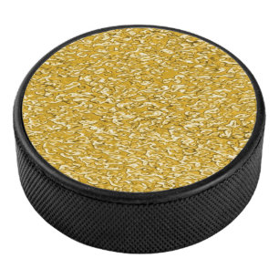PURE GOLD Splatter Pattern + your text / photo Hockey Puck