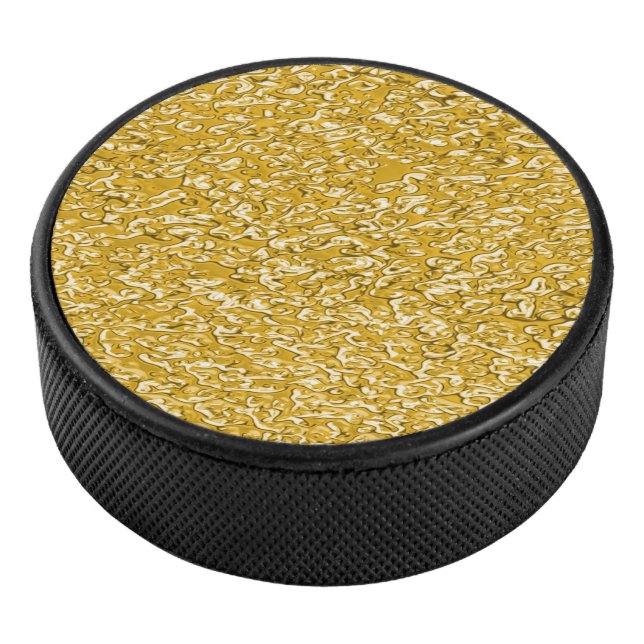 PURE GOLD Splatter Pattern + your text / photo Hockey Puck (3/4)