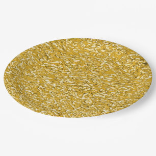 PURE GOLD Splatter Pattern + your text / photo Paper Plate