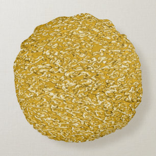 PURE GOLD Splatter Pattern + your text / photo Round Cushion