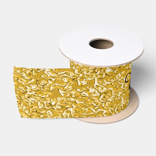 PURE GOLD Splatter Pattern + your text / photo Satin Ribbon (Spool)