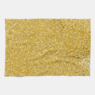 PURE GOLD Splatter Pattern + your text / photo Tea Towel