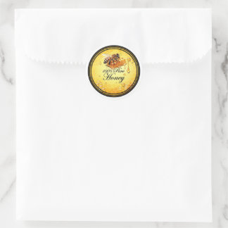 🍯 Pure Golden Honey – Bee & Honeycomb Premium Sti Classic Round Sticker