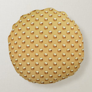 PURE GOLDEN PEARLS Pattern + your text / photo Round Cushion