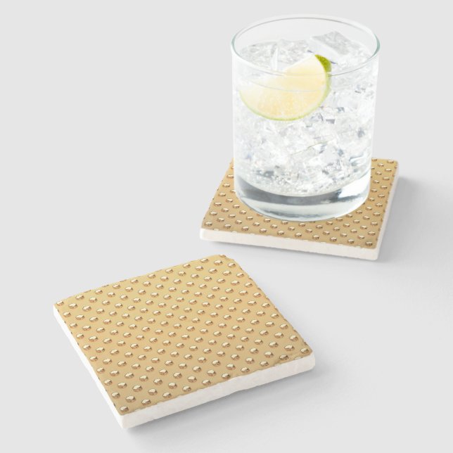 PURE GOLDEN PEARLS Pattern + your text / photo Stone Coaster (Side)