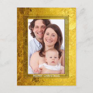 Pure Golden Photo Frame I + your photo & text Holiday Postcard