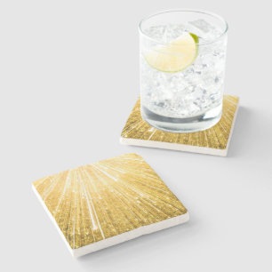 PURE GOLDEN shower Pattern + your text / image Stone Coaster