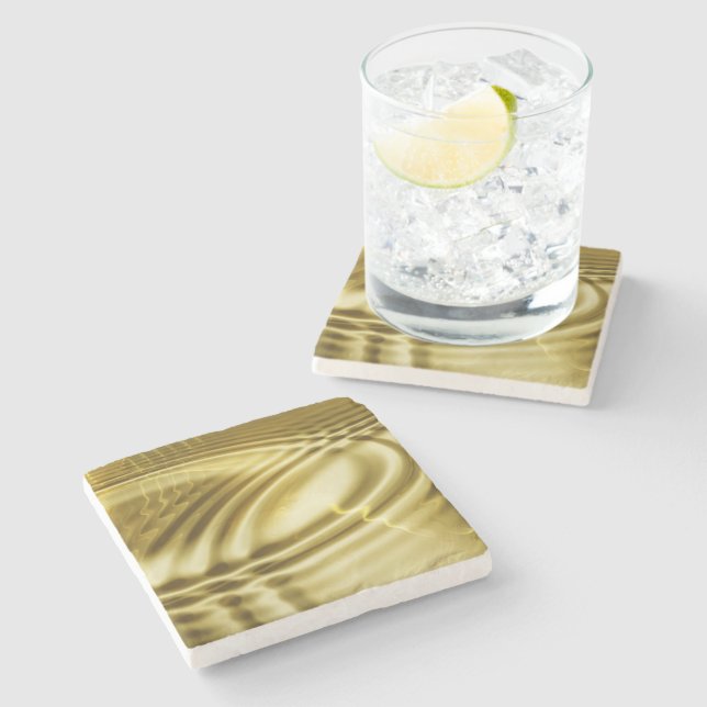 PURE GOLDEN WAVES soft Pattern + your text / photo Stone Coaster (Side)
