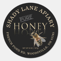 PURE Honey Label with Honeybee Black Gold Reflect