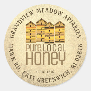 Pure Local Honey Label with Hives Distressed Gold