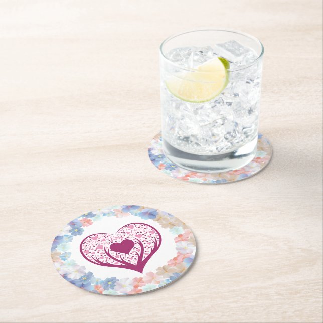 Pure love as a Flower Round Paper Coaster (Insitu)
