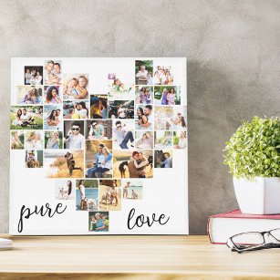 Pure Love Heart 36 Photo Collage Small Square Canvas Print