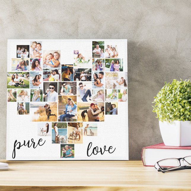 Pure Love Heart 36 Photo Collage Small Square Canvas Print (Creator Uploaded)