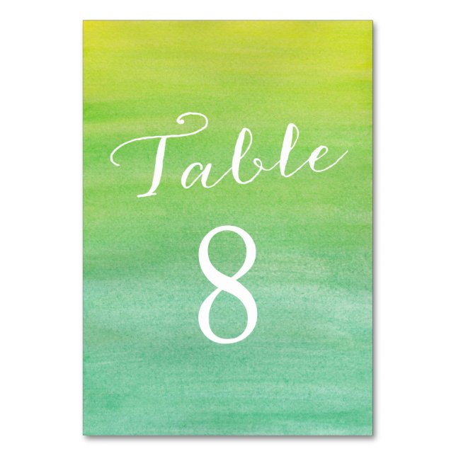 Pure Love Table Number Cards / Lime Emerald (Front)
