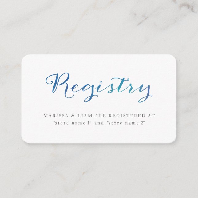 Pure Love Watercolor Registry Cards / Ocean Blue (Front)