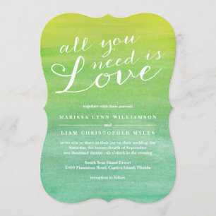 Pure Love Watercolor Wedding  / Lime Emerald Invitation