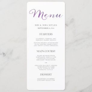Pure Love Watercolor Wedding Menu / Violet