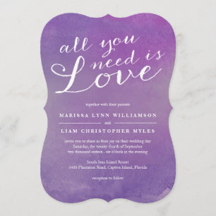 Pure Love Watercolor Wedding  / Violet Purple Invitation
