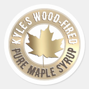 Pure Maple Syrup Label Sugarmaker’s Name Gold Leaf
