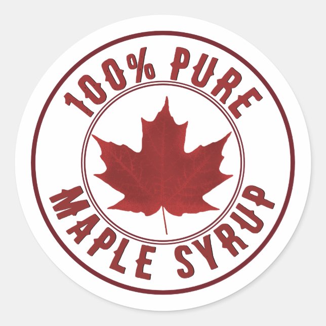 Pure Maple Syrup with Red Leaf Product Sticker (Front)