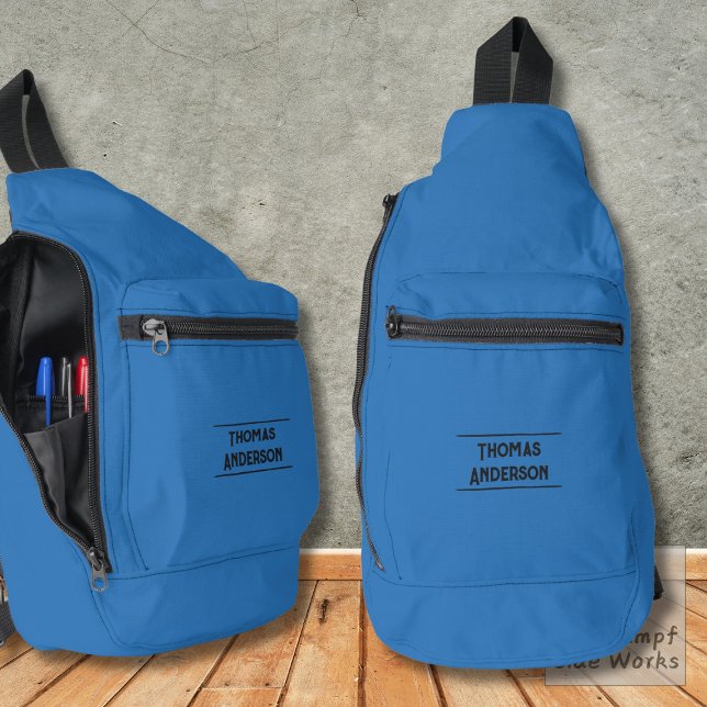 Pure Ocean Blue combined with Black Text Sling Bag (Creator Uploaded)